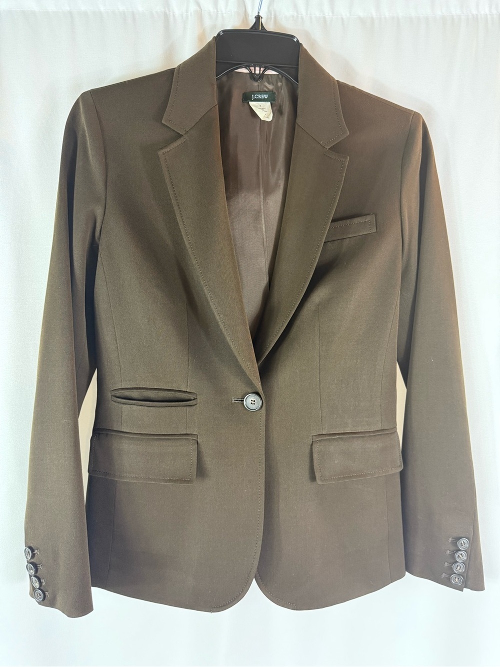 J. Crew chocolate Brown Single-Button Tailored Blazer size:2